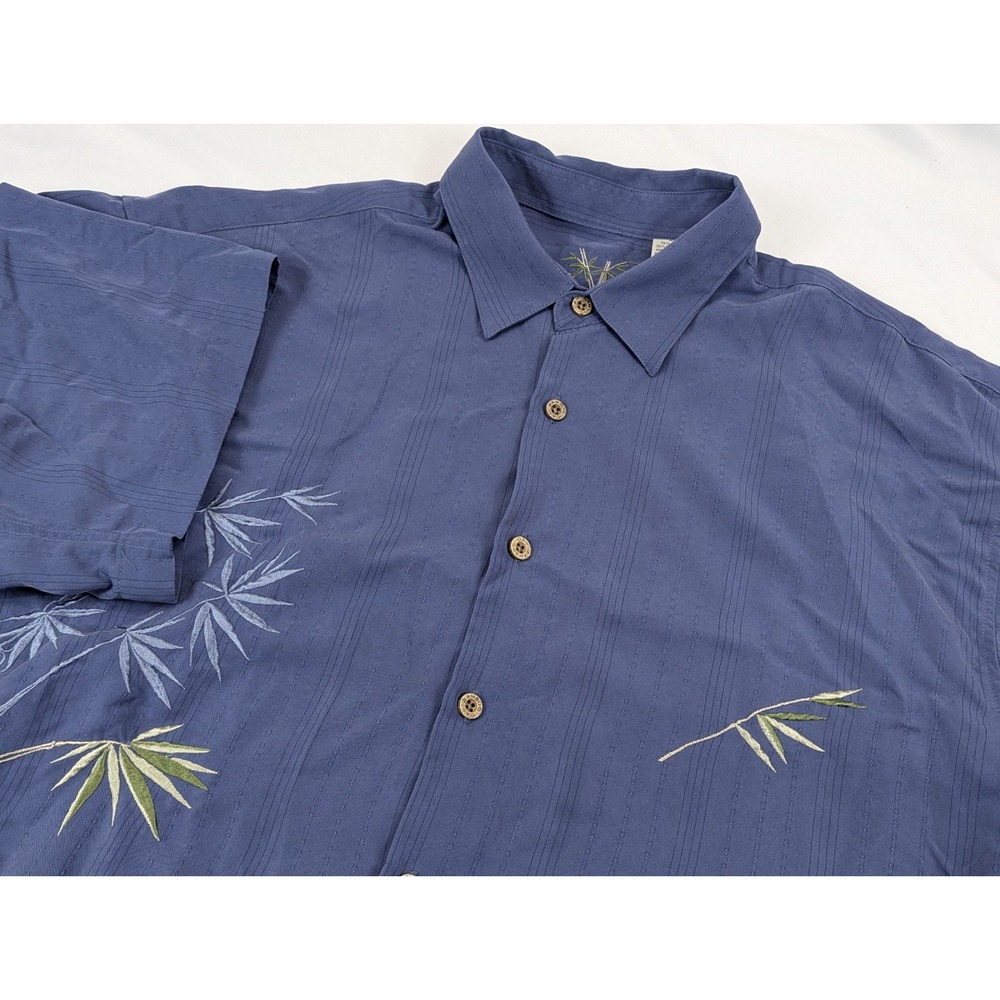 Bamboo Cay Mens XL Blue Modal Blend Bamboo Embroidered Short Sleeve Shirt